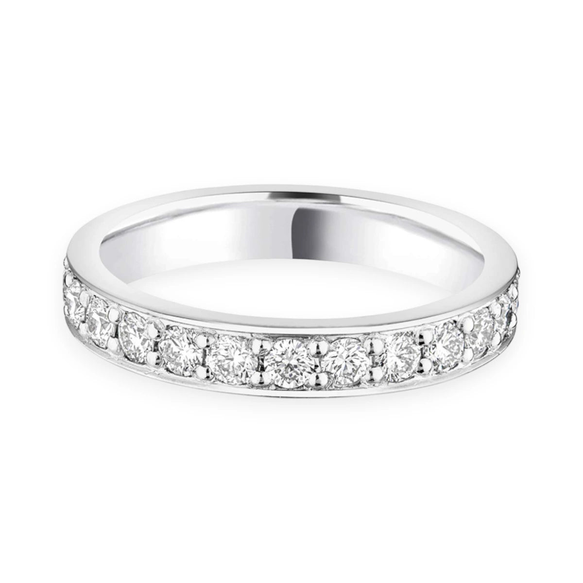 #metal_18k white gold#width + quanitity x carat weight_3.3 MM + 25 x 0.05 ct